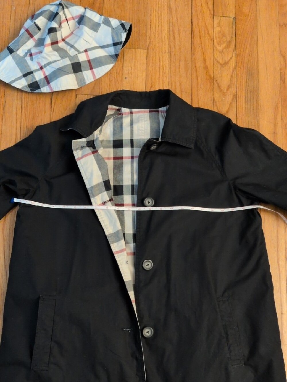 Pendleton women's reversible Black Trench Coat with Plaid Trim and Hat M - Picture 9 of 12